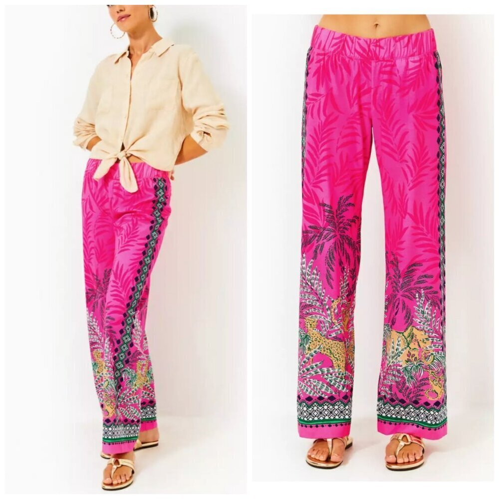 Lilly Pulitzer Bal Harbour Palazzo Pants in Multi Wild Side Engineered XXL